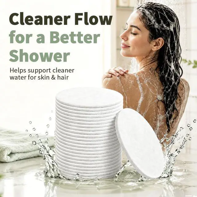 Alt view image 6 of 6 - Shower Filter Sediment Pad Compatible with AquaBliss SF400 SF500, 30-Pack | Captures dust & sand for shower water. Compatible with AquaBliss SF400 & SF500 shower filters. Rinsable & reusable.