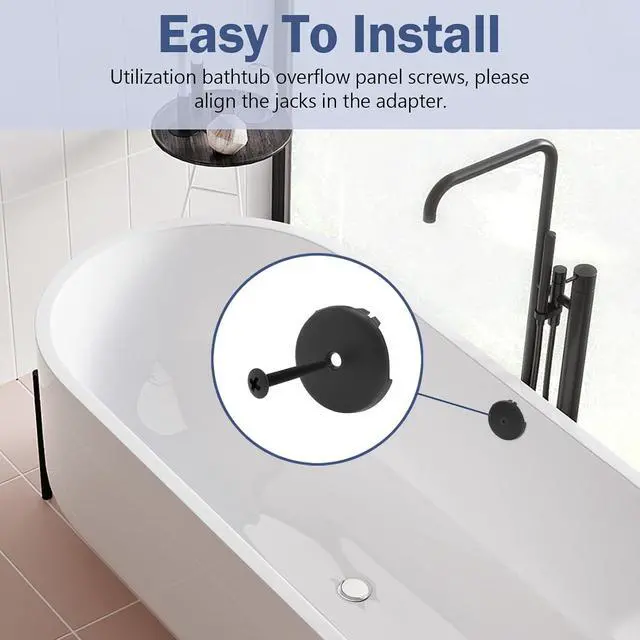 Alt view image 7 of 7 - Bathtub Overflow Drain Cover 3-1/8" Bath Tub Overflow Plate with Screw | Black Tub Cover Fits Most Bathtub Face Plate - 2 Pack
