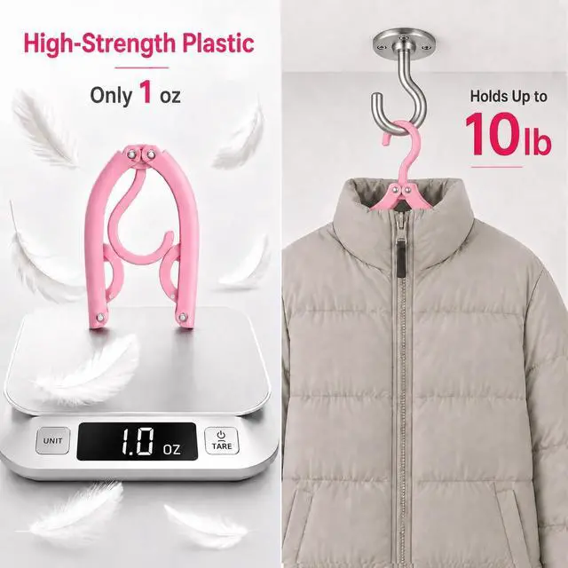 Alt view image 2 of 7 - 10 Pcs Travel Hangers Cruise Ship Essentials Accessories Portable Folding Clothes Hanger Foldable Drying Rack