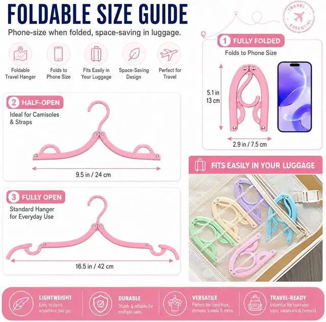 Alt view image 3 of 7 - 10 Pcs Travel Hangers Cruise Ship Essentials Accessories Portable Folding Clothes Hanger Foldable Drying Rack