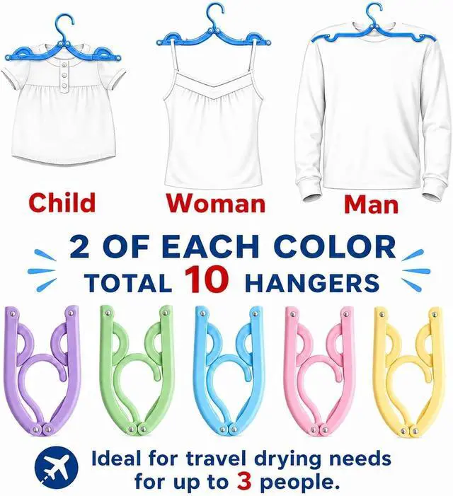 Alt view image 4 of 7 - 10 Pcs Travel Hangers Cruise Ship Essentials Accessories Portable Folding Clothes Hanger Foldable Drying Rack