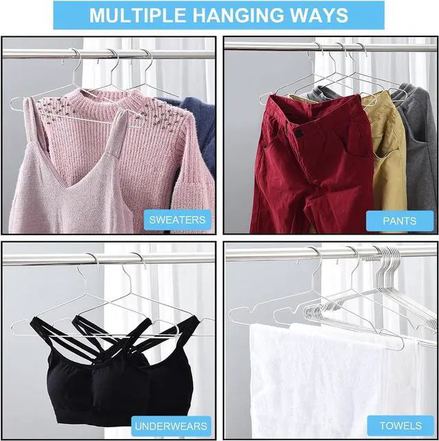 Alt view image 5 of 7 - Seropy Coat Hangers Clothes 10 Pack Wire Hangers Heavy Duty Stainless Steel Hangers with Non Slip Grooves, 16.5 Inch Ultra Thin Metal Hangers Space Saving Clothing Hanger