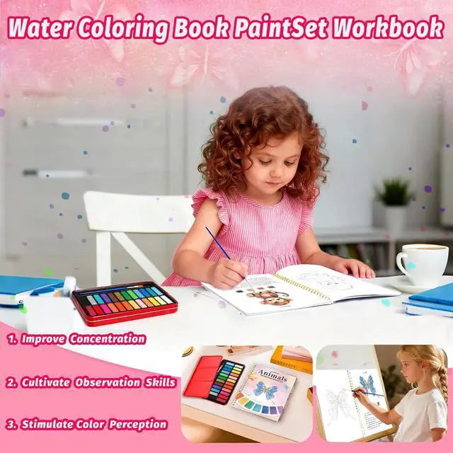 Alt view image 5 of 7 - Watercolor Workbook - Coloring Book Beginner Friendly Painting Kit, Watercolor Workbooks for Adults with 24 Colors Paint, Exploration Gift for Adults Teens (Animals)