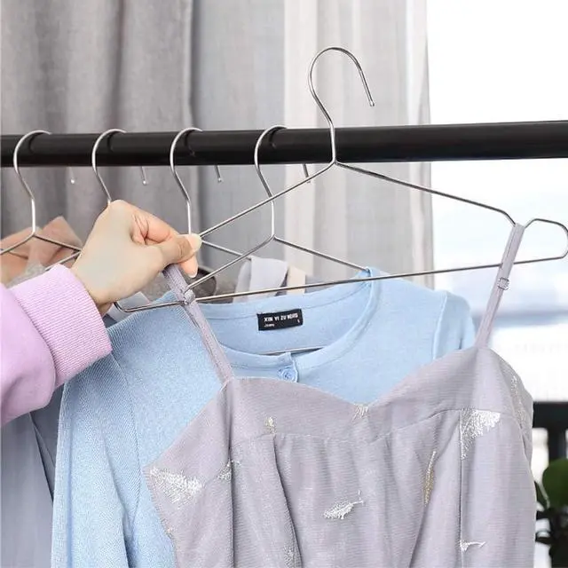Alt view image 7 of 7 - Seropy Coat Hangers Clothes 10 Pack Wire Hangers Heavy Duty Stainless Steel Hangers with Non Slip Grooves, 16.5 Inch Ultra Thin Metal Hangers Space Saving Clothing Hanger