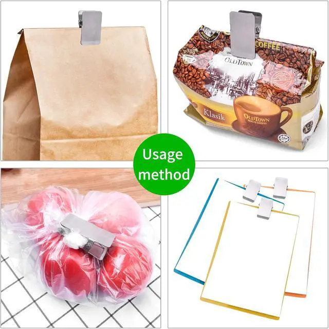 Alt view image 5 of 7 - BURLIHOME Stainless Steel Chip Clips,2.48" Heavy Duty Clip,5 Pcs + 1 Pcs | Smooth Surface for Marker Labels, Upright Display, Office/Kitchen/School Organization, Strong Grip for Paper/Food Bag/Photos