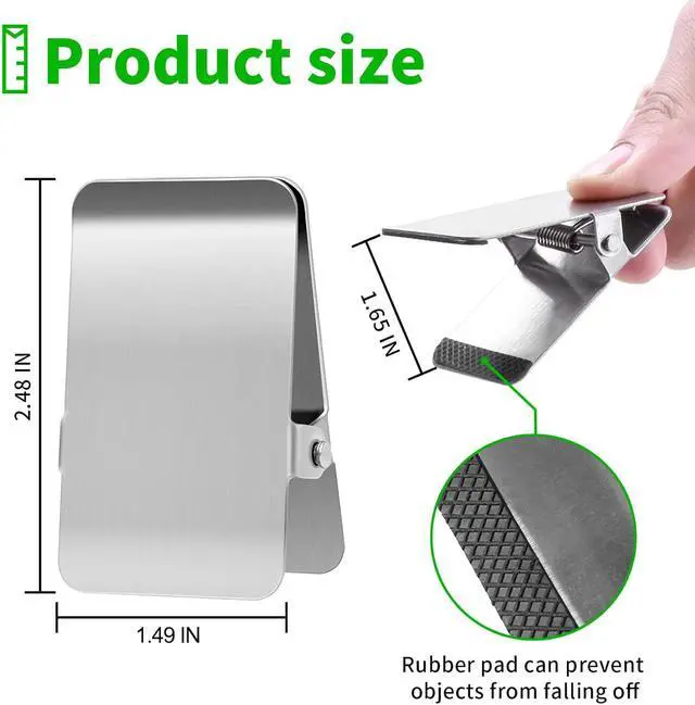 Alt view image 6 of 7 - BURLIHOME Stainless Steel Chip Clips,2.48" Heavy Duty Clip,5 Pcs + 1 Pcs | Smooth Surface for Marker Labels, Upright Display, Office/Kitchen/School Organization, Strong Grip for Paper/Food Bag/Photos