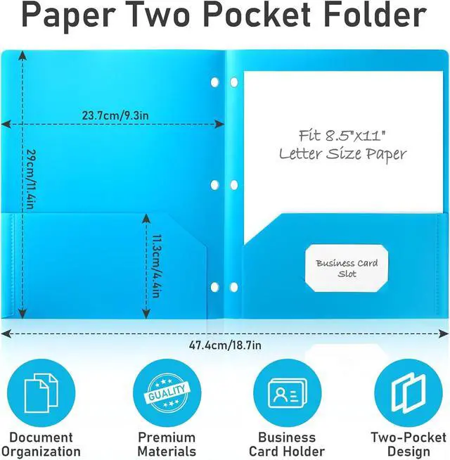 Alt view image 2 of 7 - Timart 2-Pocket Folders, Plastic Folders with Pockets 3 Hole Punched-6 Pack | Heavy Duty Plastic, for 3 Ring Binder, Fit Letter Size, Folders for School Office