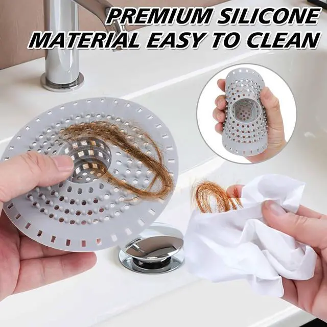 Alt view image 3 of 7 - Bathtub Drain Hair Catcher, 3-Pack Silicone Foldable Drain Catcher for Bathtub, Kitchen Sink, Sink, and Regular Shower