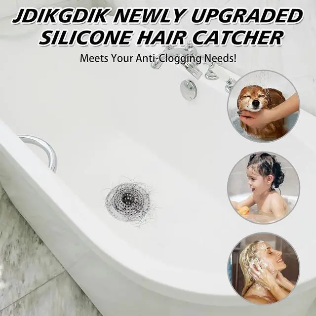 Alt view image 6 of 7 - Bathtub Drain Hair Catcher, 3-Pack Silicone Foldable Drain Catcher for Bathtub, Kitchen Sink, Sink, and Regular Shower