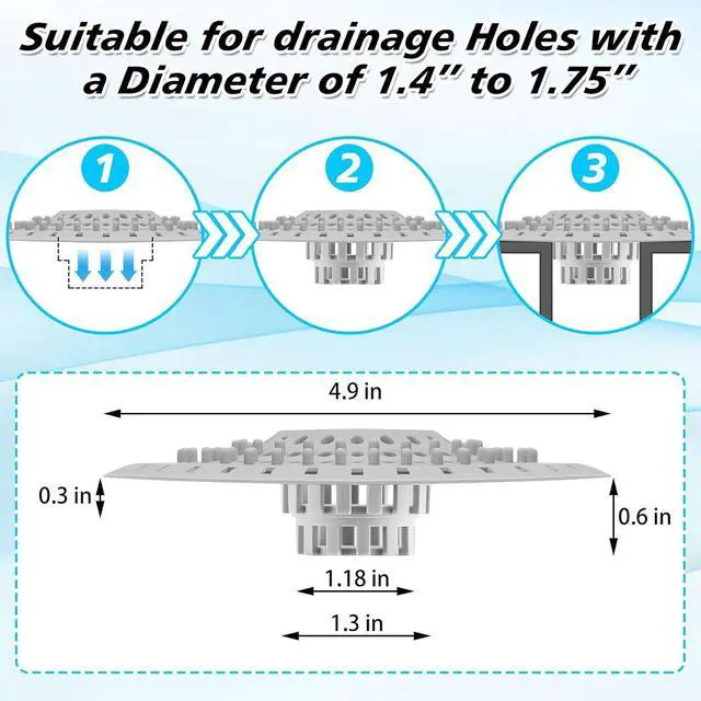 Alt view image 4 of 7 - Bathtub Drain Hair Catcher, 3-Pack Silicone Foldable Drain Catcher for Bathtub, Kitchen Sink, Sink, and Regular Shower