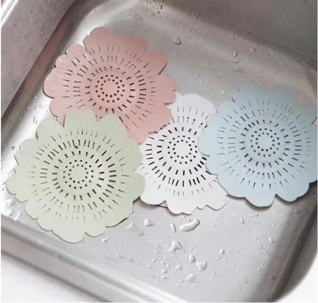 Alt view image 6 of 6 - 4 PCS Flower Shape Hair Catcher Silicone Hair Stopper Shower Drain Covers with Suction Cup Mesh for Bathroom Bath Tub Bathtub Kitchen Sink Laundry Kitchen Drains