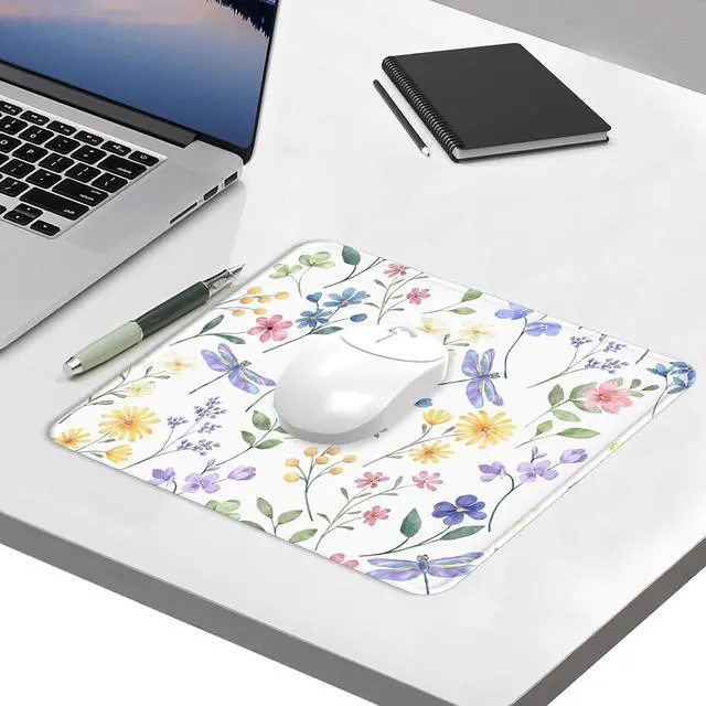 Alt view image 3 of 7 - eulps Mouse Pad with Stitched Edge, Multiple Patterns Computer Mouse Pads with Non-Slip Rubber Base, Washable Cloth Mousepad, for Gaming, Laptop, PC (Dragonfly Meadow)