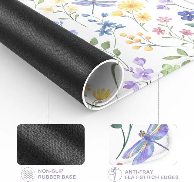 Alt view image 5 of 7 - eulps Mouse Pad with Stitched Edge, Multiple Patterns Computer Mouse Pads with Non-Slip Rubber Base, Washable Cloth Mousepad, for Gaming, Laptop, PC (Dragonfly Meadow)
