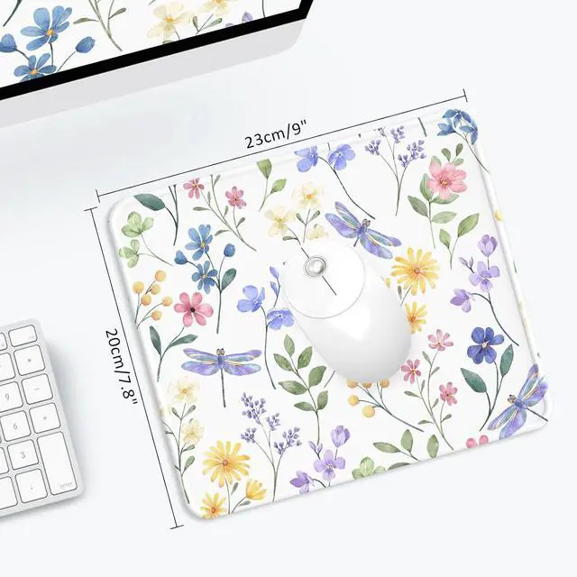 Alt view image 7 of 7 - eulps Mouse Pad with Stitched Edge, Multiple Patterns Computer Mouse Pads with Non-Slip Rubber Base, Washable Cloth Mousepad, for Gaming, Laptop, PC (Dragonfly Meadow)