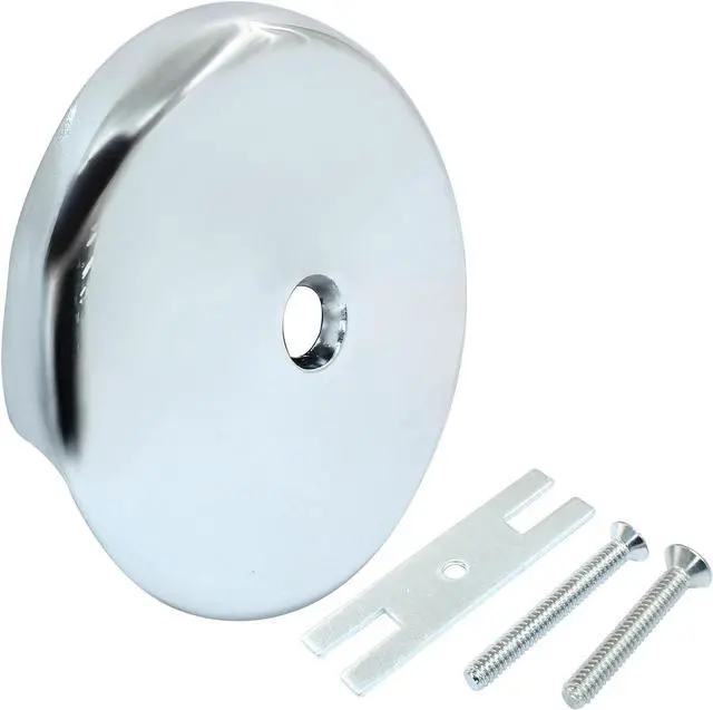 Main image of Chrome Single Hole Bathtub Drain Overflow Face Plate, 1 Pack | Single Hole Overflow Plate, With Screws, Tub Drain Cover, For Bathroom Household