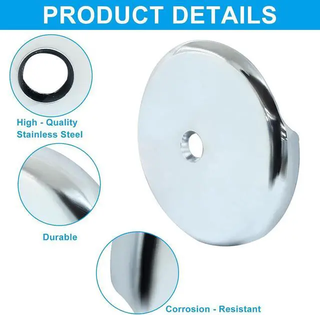 Alt view image 4 of 5 - Chrome Single Hole Bathtub Drain Overflow Face Plate, 1 Pack | Single Hole Overflow Plate, With Screws, Tub Drain Cover, For Bathroom Household