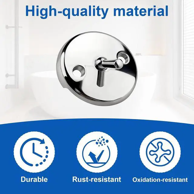 Alt view image 3 of 7 - Compatible with Danco 80991 Bathtub Overflow Plate Trip Lever Chrome 2-Hole | Replacement 2-hole tub overflow cover with trip lever. Durable metal chrome finish. Includes mounting screws.