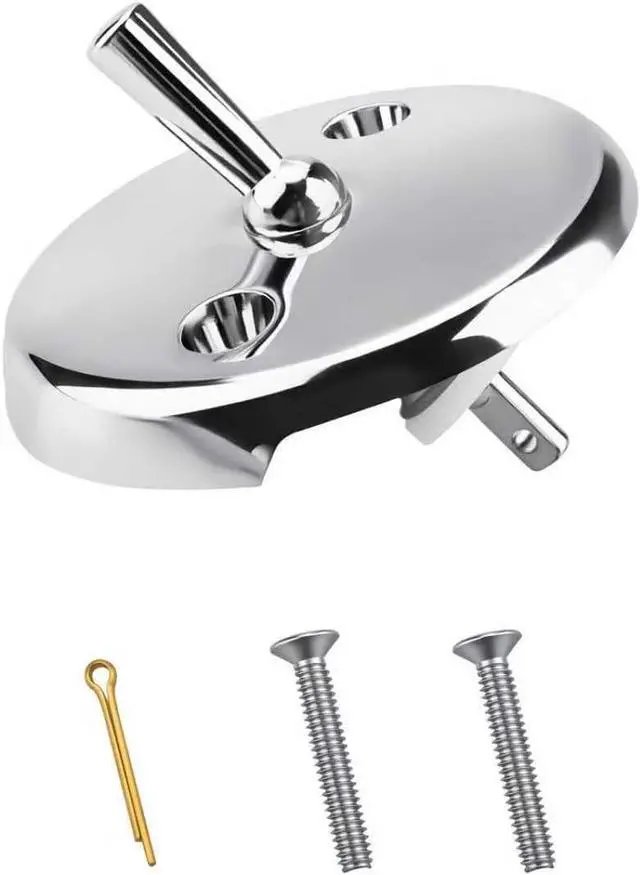 Main image of Compatible with Danco 80991 Bathtub Overflow Plate Trip Lever Chrome 2-Hole | Replacement 2-hole tub overflow cover with trip lever. Durable metal chrome finish. Includes mounting screws.