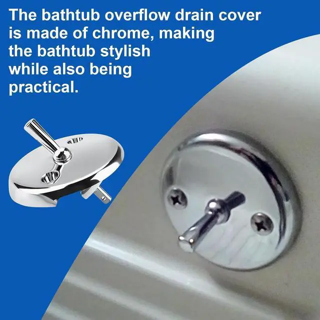 Alt view image 6 of 7 - Compatible with Danco 80991 Bathtub Overflow Plate Trip Lever Chrome 2-Hole | Replacement 2-hole tub overflow cover with trip lever. Durable metal chrome finish. Includes mounting screws.