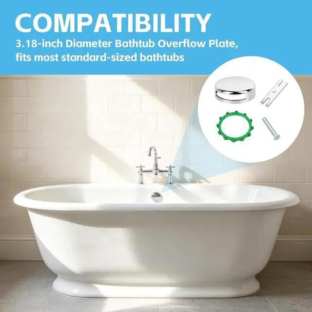 Alt view image 4 of 6 - 18009 Snap-On Bathtub Overflow Plate Kit in Chrome Plated (1, Silver)