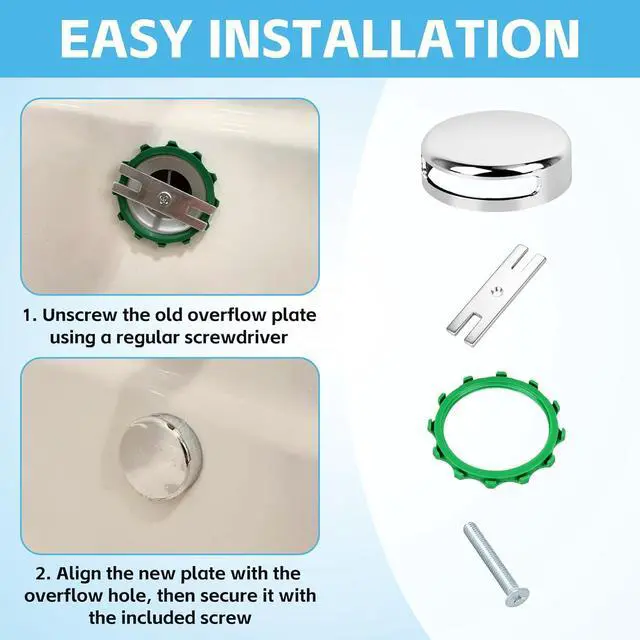 Alt view image 5 of 6 - 18009 Snap-On Bathtub Overflow Plate Kit in Chrome Plated (1, Silver)