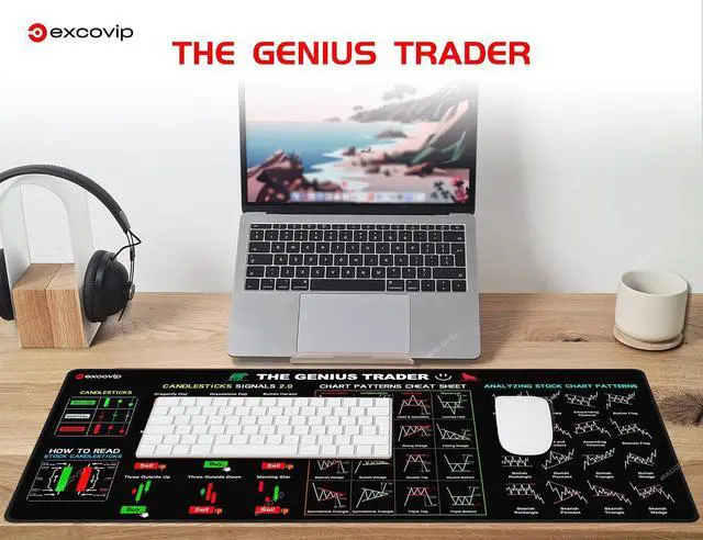 Alt view image 7 of 7 - excovip Mouse Pad for Stock Market with Invest Day Trading Chart Patterns,Large Computer Mouse Mat with Stitched Edges 31.4x11.7 inch 0320