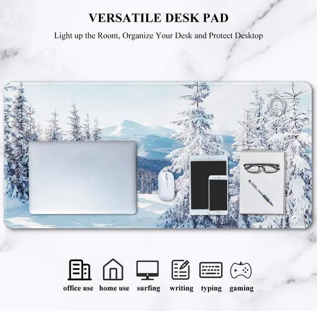 Alt view image 7 of 7 - Auhoahsil Large Gaming Mouse Pad, Ice and Snow Theme XXL 35.4 x 15.7 in Desk Pad Stitched Non-Slip Rubber Long Computer Mousepad Thin Extended Full Size Desk Mat for Desktop, Laptop, Wireless Mice