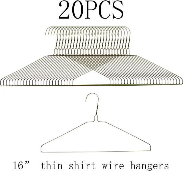 Alt view image 2 of 4 - Otylzto 20Pcs Silver Wire Hangers for Clothes, Shirt, Wire Coat
