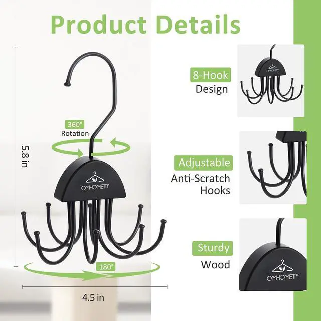 Alt view image 3 of 6 - 2 Pack Tank Top Hanger, Bra Organizer Hanging 360°Rotatable Bra Hangers for Closet Organizer, Space Saving Max 48 Storage Capacity Tank Top Holder for Sports Bras, Black