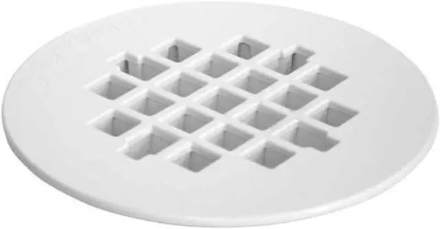 Main image of Replacement Shower Drain Strainer, Snap-in, Round, 4-1/4 in Dia, 1/4 in H, Plastic, White - 1 Each