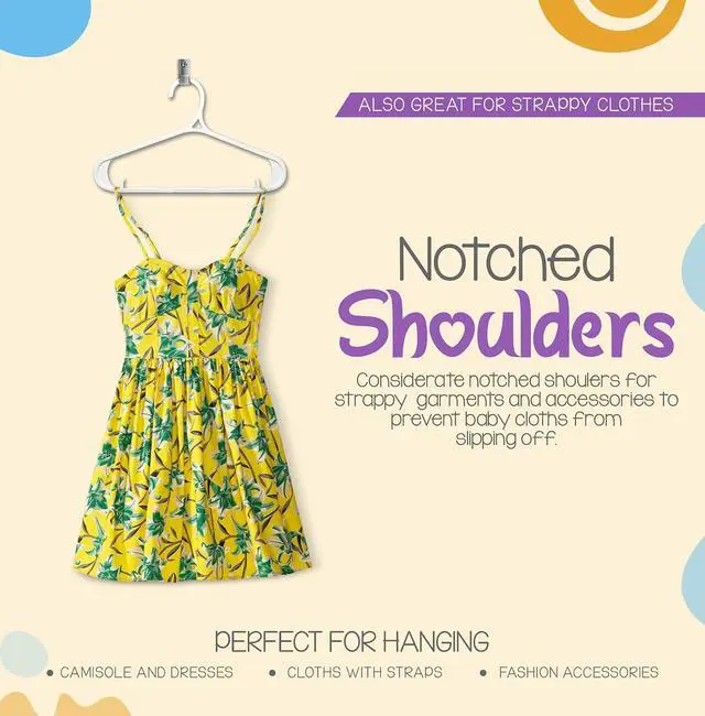 Alt view image 5 of 7 - Utopia Home Kids Hangers 20 Pack 11 Inch Non-Slip Baby Hangers White | Non-slip shoulder grooves | Strap hooks | Pants bar | Ideal for children's & infant clothes