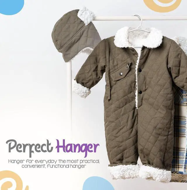 Alt view image 3 of 7 - Utopia Home Kids Hangers 20 Pack 11 Inch Non-Slip Baby Hangers White | Non-slip shoulder grooves | Strap hooks | Pants bar | Ideal for children's & infant clothes