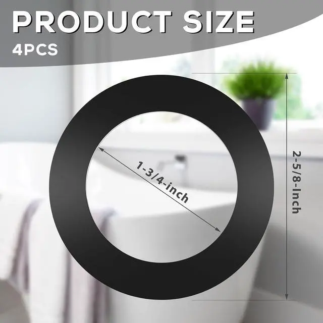 Alt view image 2 of 7 - 4 Pcs 1-3/4-Inch by 2-5/8-Inch Rubber Gasket for Tub Drain Shoe Tub Overflow Gasket Silicone Bathtub Drains Seal