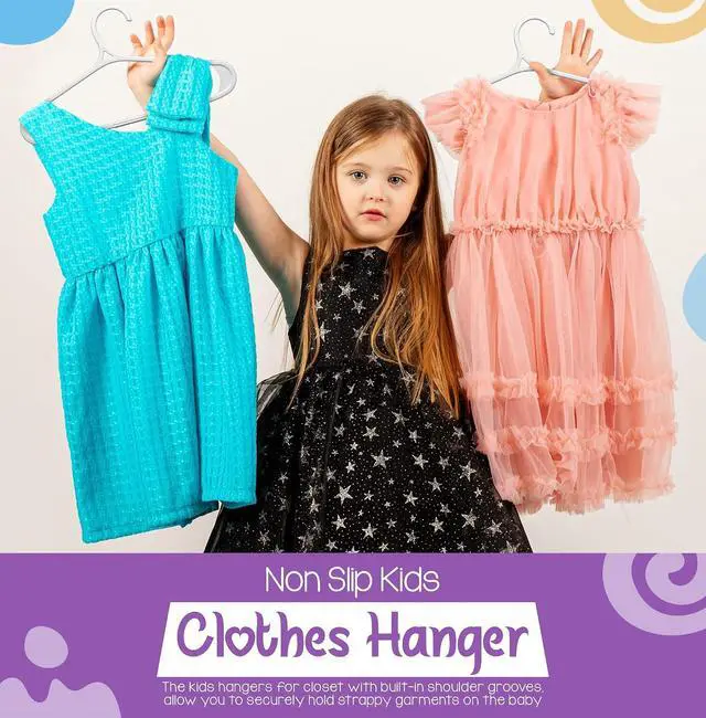 Alt view image 6 of 7 - Utopia Home Kids Hangers 20 Pack 11 Inch Non-Slip Baby Hangers White | Non-slip shoulder grooves | Strap hooks | Pants bar | Ideal for children's & infant clothes