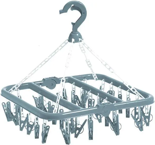 Main image of Clip and Drip Hanger Clothes Hanger Drying Rack 32 Clips (Light Blue)