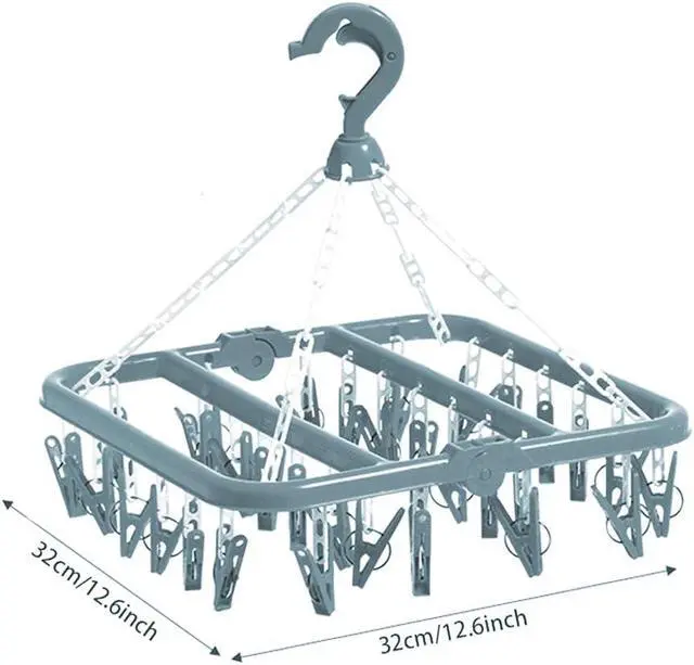 Alt view image 2 of 7 - Clip and Drip Hanger Clothes Hanger Drying Rack 32 Clips (Light Blue)