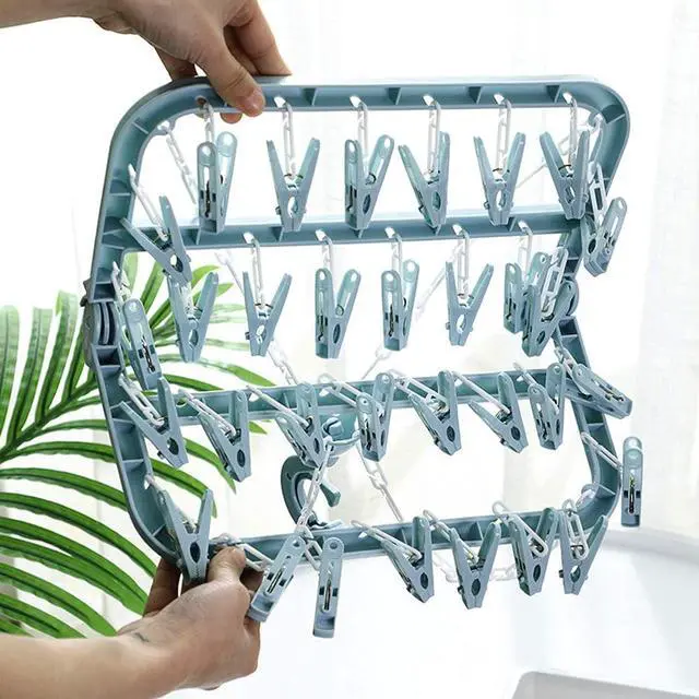 Alt view image 3 of 7 - Clip and Drip Hanger Clothes Hanger Drying Rack 32 Clips (Light Blue)