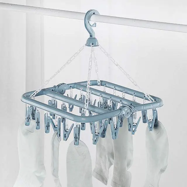 Alt view image 6 of 7 - Clip and Drip Hanger Clothes Hanger Drying Rack 32 Clips (Light Blue)