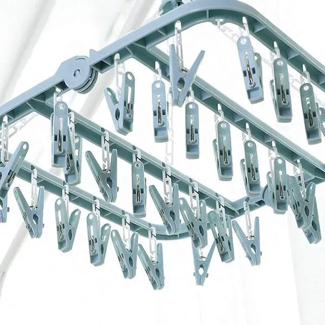 Alt view image 4 of 7 - Clip and Drip Hanger Clothes Hanger Drying Rack 32 Clips (Light Blue)