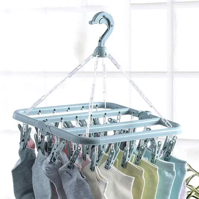 Alt view image 7 of 7 - Clip and Drip Hanger Clothes Hanger Drying Rack 32 Clips (Light Blue)