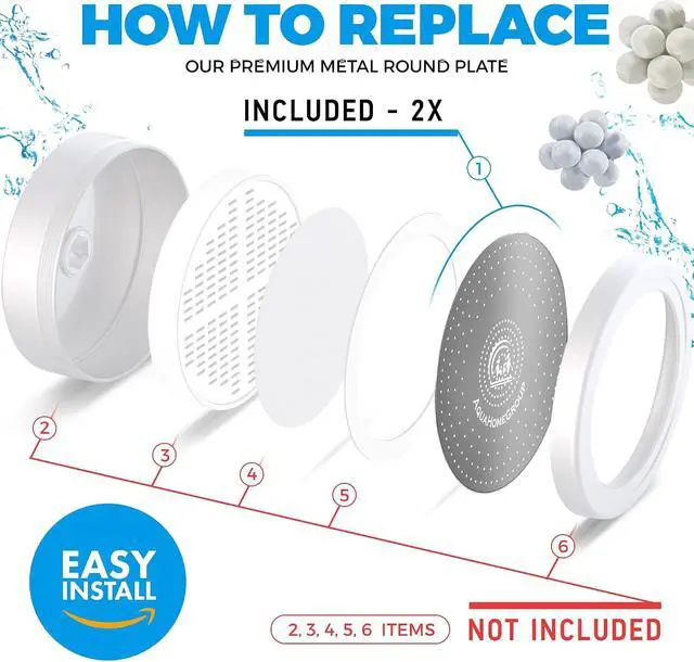 Alt view image 5 of 5 - AquaHomeGroup Shower Head Spray Plates, 2-Pack, Restores Water Flow | replacement spray plates, 2-pack, restores shower water pressure, fits AquaHomeGroup filtered shower heads, easy swap