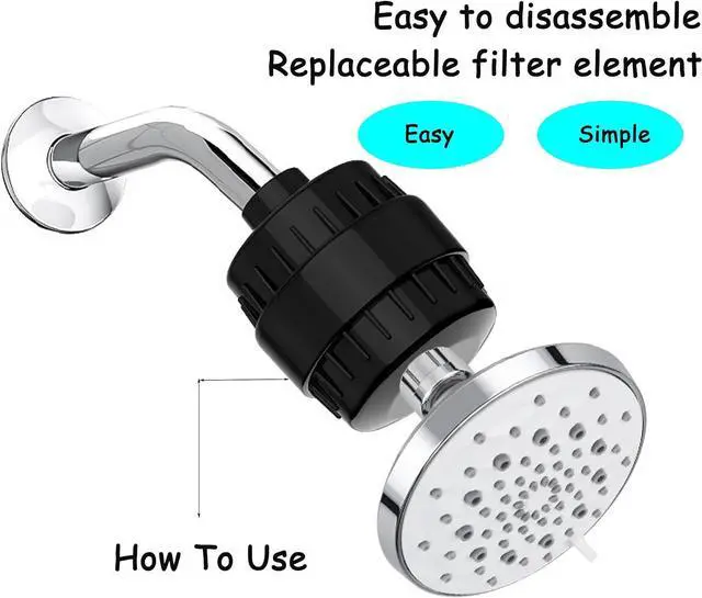 Alt view image 4 of 7 - Black High Output Shower Filter 99% Remove Shower Head Filter for Hard Water, Heavy Metals, Chlorine and Harmful Substance, Improve Your Skin And Hair