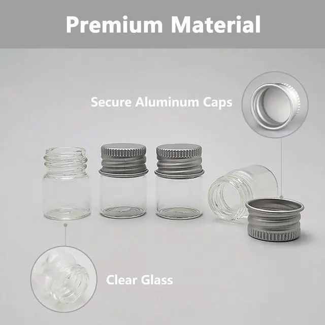 Alt view image 3 of 7 - 4Pcs 5ml Glass Jars with Lids Mini Glass Bottles Tiny Miniature Bottles Screw Cap Vials Small Jar Containers Mini Bottle Vial with Little Caps for DIY Crafts Storage Decor and More