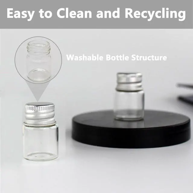 Alt view image 6 of 7 - 4Pcs 5ml Glass Jars with Lids Mini Glass Bottles Tiny Miniature Bottles Screw Cap Vials Small Jar Containers Mini Bottle Vial with Little Caps for DIY Crafts Storage Decor and More