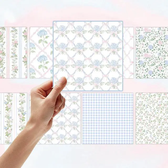 Alt view image 2 of 7 - 24 Sheets Scrapbook Paper - Soft Vintage Flora | Cardstock Paper | Pastel Pink Hydrangea Rose Patterns for Junk Journal, Decoupage, Card Making, Scrapbooking, DIY Home Decor