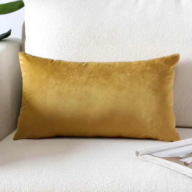 Main image of Artscope Luxury Velvet Pillow Covers Super Soft Decorative Square Throw Pillow Covers Case Cushion Covers for Sofa Couch Bedroom Car Decor 12x20 Inch Gold