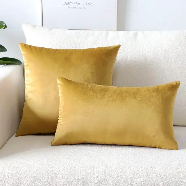 Alt view image 2 of 7 - Artscope Luxury Velvet Pillow Covers Super Soft Decorative Square Throw Pillow Covers Case Cushion Covers for Sofa Couch Bedroom Car Decor 12x20 Inch Gold