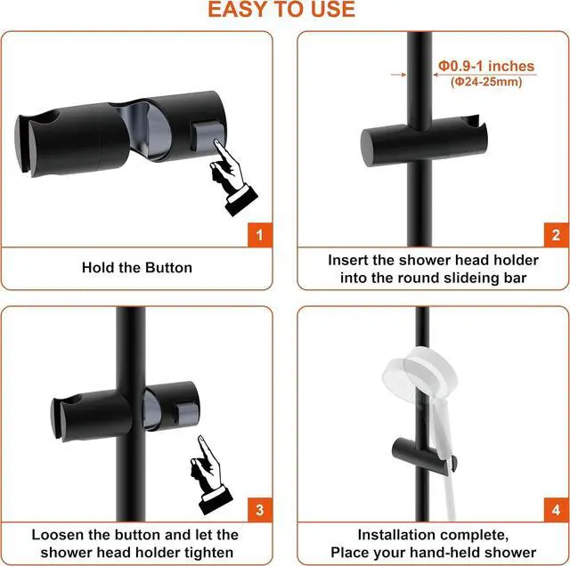 Alt view image 2 of 5 - Shower Head Holder for Slide Bar Adjustable Hand Shower Holder Bracket for Slide Bar, Slider Clamp Bathroom Replacement,360 Degree Rotation Sprayer Holder, Polished Chrome Finish