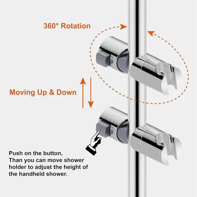 Alt view image 3 of 5 - Shower Head Holder for Slide Bar Adjustable Hand Shower Holder Bracket for Slide Bar, Slider Clamp Bathroom Replacement,360 Degree Rotation Sprayer Holder, Polished Chrome Finish