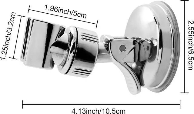Alt view image 4 of 6 - 1 Pack Shower Head Holder Suction Cup Shower Head Holder | Adjustable Height Wall Mount Shower Wand Holder Bracket ABS, Removable Handheld Shower Head Holder Silver